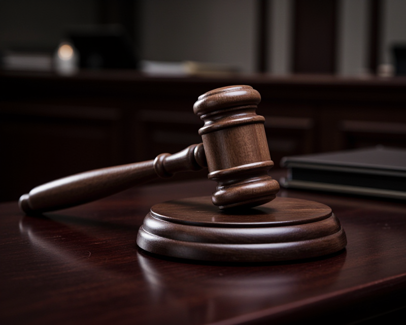 Judicial Gavel in Solemn Courtroom