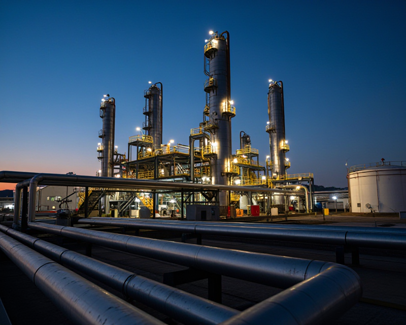 Industrial Refinery at Dusk