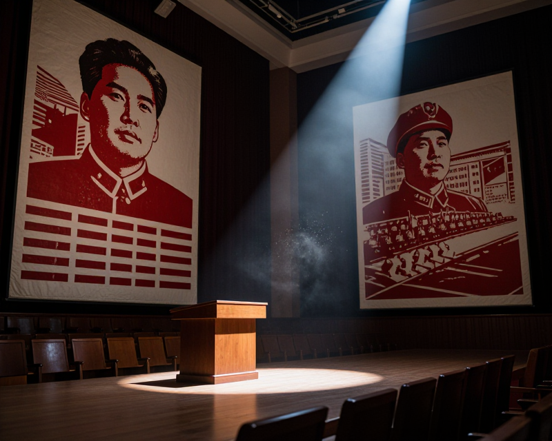 North Korean Propaganda Hall Atmosphere