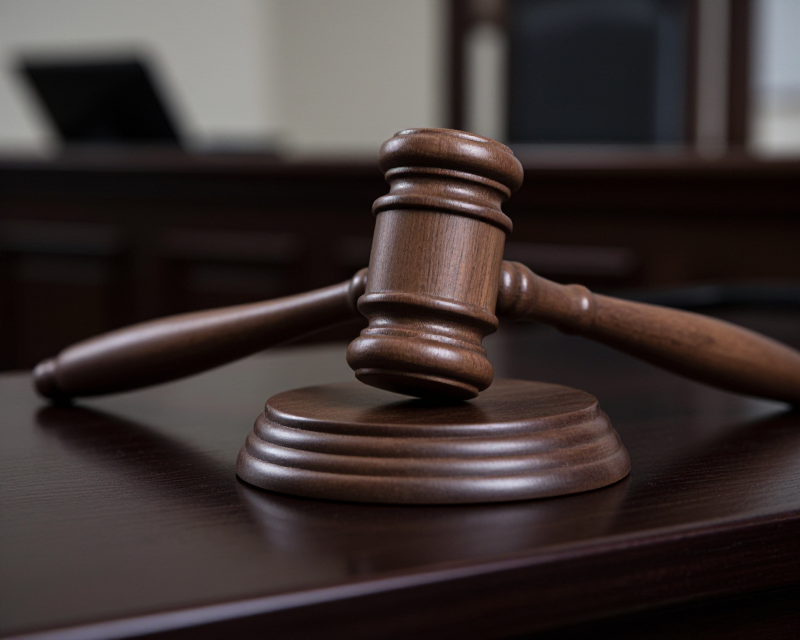 Judicial Gavel in Courtroom